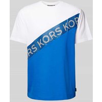 Michael Kors T-Shirt mit Label-Print Modell 'EMPIRE STRIPE' in Weiss, Größe L von Michael Kors