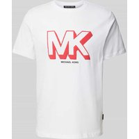 Michael Kors T-Shirt mit Label-Print Modell 'SKETCH MK' in Weiss, Größe L von Michael Kors