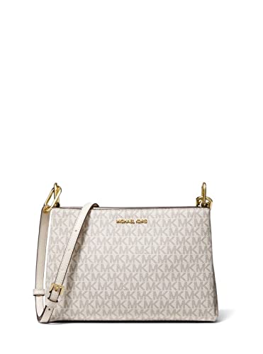 Michael Kors Trisha Leather Medium Triple Compartment Crossbody (Lt Cream Multi) von Michael Kors