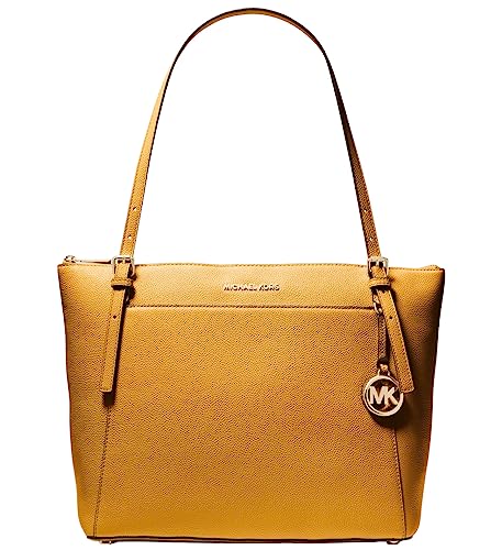 Michael Kors Voyager Große East West Tote Front Snap Pocket Top Reißverschluss Schultertasche Leder, Ringelblume, Large von Michael Kors