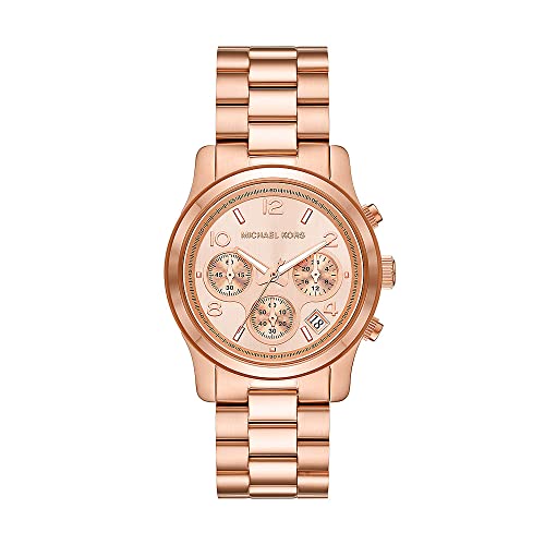 Michael Kors Damen Quartz-Multifunktion Armbanduhr, 38.00mm GehäusegröÃŸe mit rosa analog Zifferblatt und Rosegold Metallarmband Armband MK7324 von Michael Kors