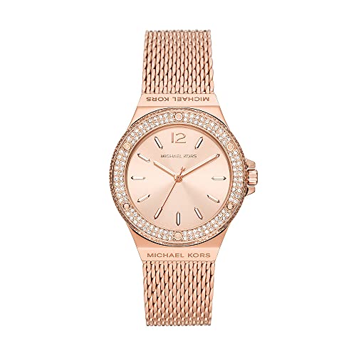 Michael Kors Damen Quartz-Multifunktion Armbanduhr, 38.00mm GehäusegröÃŸe mit rosa analog Zifferblatt und Rosegold Metallarmband Armband MK7336 von Michael Kors