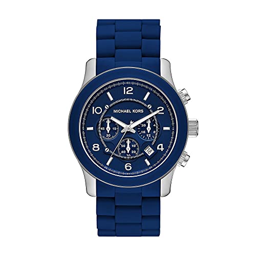 Michael Kors Runway Uhr für Herren, Chronographenwerk mit Edelstahl- oder Lederarmband, Blau, 45MM von Michael Kors