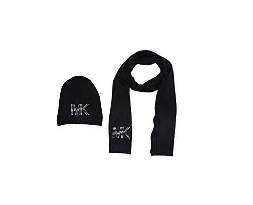 Michael Kors Womens Dome Studded Scarf & Hat Set (Black/Silver) von Michael Michael Kors