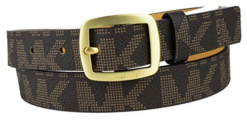 Michael Kors Womens Thin Brown MK Logo Belt Gold Buckle Sz Large von michael kors