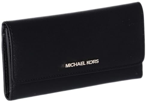 Michael Michael Kors Damen-Reisegeldbörse, Leder, Jet-Set, groß, dreifach gefaltet, Schwarz / goldfarben Michael Michael Kors Damen-Reisegeldbörse, Leder, Jet-Set, groß, dreifach gefaltet, Schwarz / goldfarben von Michael Kors