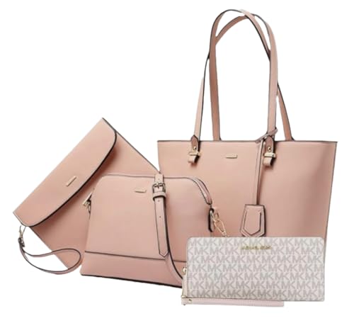 Michael Michael Kors Jet Set Large Continental Wallet Bundle mit Premium Lux Details 3-teiliges Handtaschen-Set, Powder Blush Multi von Michael Kors
