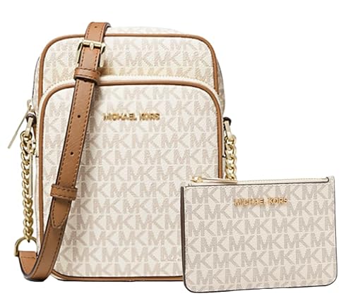 Michael Kors Jet Set Travel Medium Logo Crossbody Bundle with Michael Kors Logo Coin Pouch., Vanille-Logo von MICHAEL Michael Kors