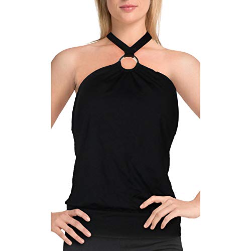 Michael Michael Kors Iconic Solids Blouson Neckholder Tankini Top - Schwarz - Medium von Michael Kors