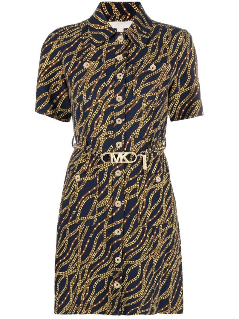 Michael Michael Kors T-Shirtkleid mit Ketten-Print - Blau von Michael Michael Kors