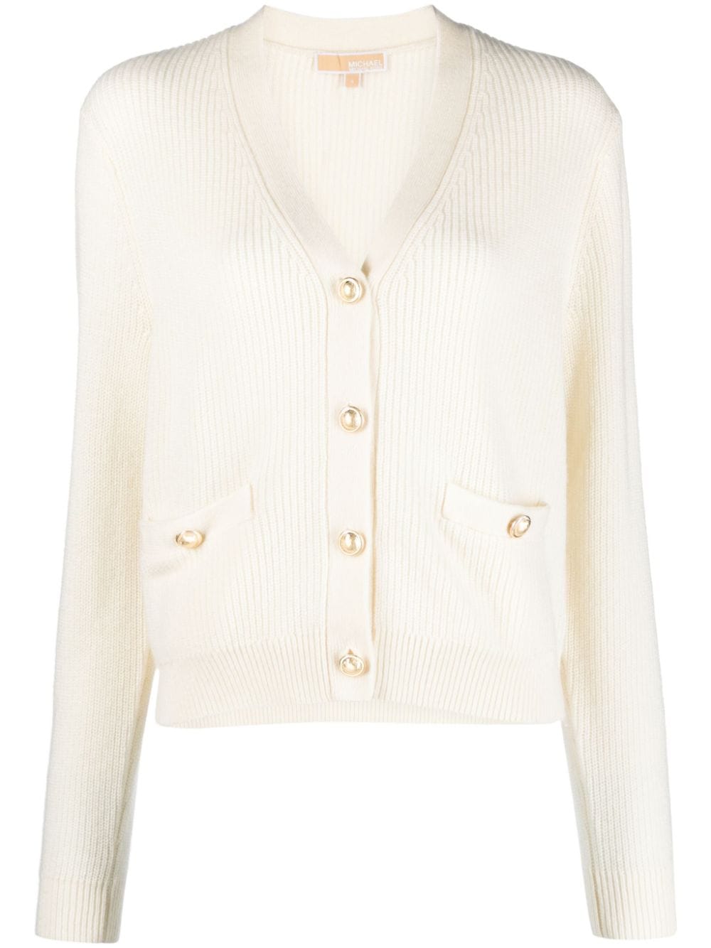 Michael Michael Kors Gerippter Cardigan mit V-Ausschnitt - Nude von Michael Michael Kors