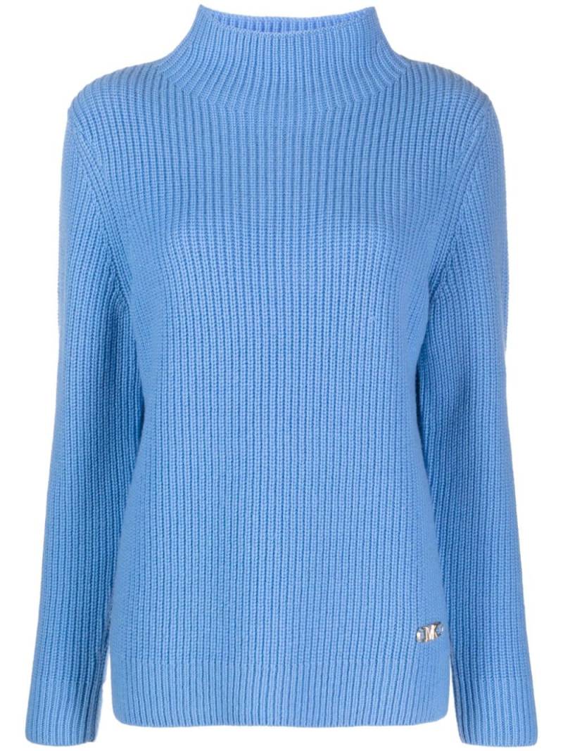 Michael Michael Kors Gerippter Pullover mit Logo-Schild - Blau von Michael Michael Kors