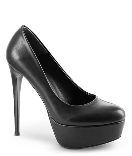 Michael Soul ARIA Stiletto Pumps I EUR 43 I 15cm Absatz & 4cm Plateau I Damen & Herren I Stilvolle High Heels aus Kunstleder mit Mattem-Finish I Komfortabel und klassisch I Schwarz Matt von Michael Soul