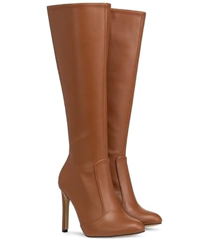 Michael Soul DONNA Stiletto Stiefel I EUR 40 I 10cm Absatz I Damen & Herren I Stilvolle High Heel Stiefel aus Kunstleder mit Mattem-Finish I Komfortabel und klassisch I Braun Matt von Michael Soul