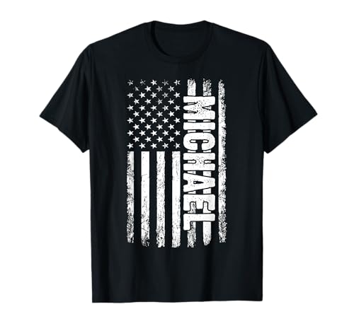 Michael persönlicher Name American Flag Retro Männer Frauen T-Shirt von Michael Specialized First Boy Männer nennen Tee