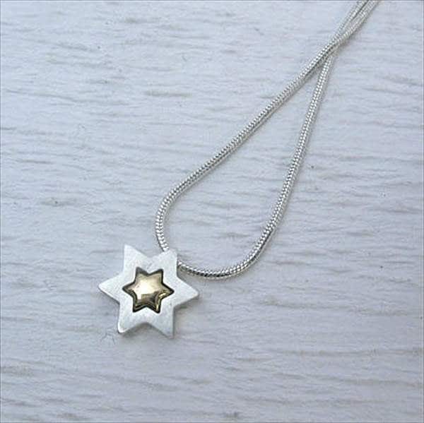 Sterling Silber & 14K Gold Star Of David Halskette von MichaelBromberg