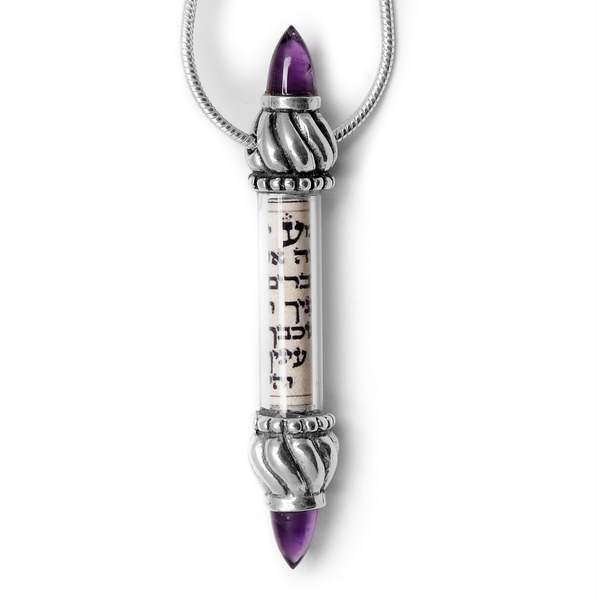 sterling Silber Granat Mezuzah Kette von MichaelBromberg