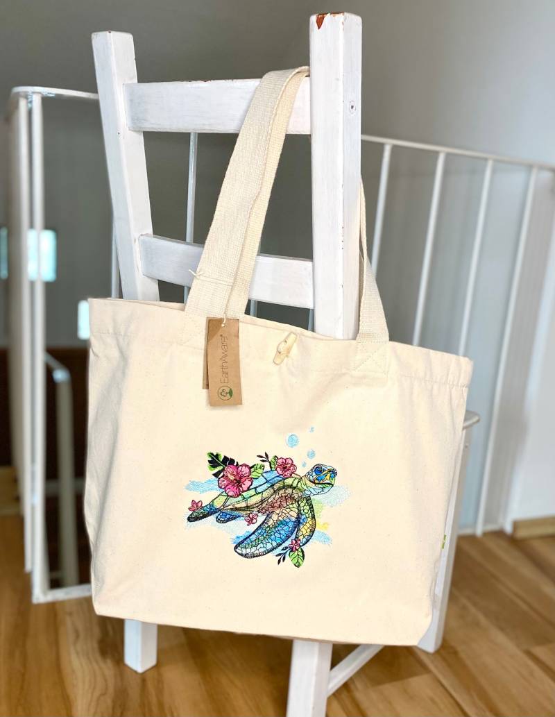 Personalisierte Tasche Segeltuch, Schildkröte, Biene, Bio von Michaminusmyshop