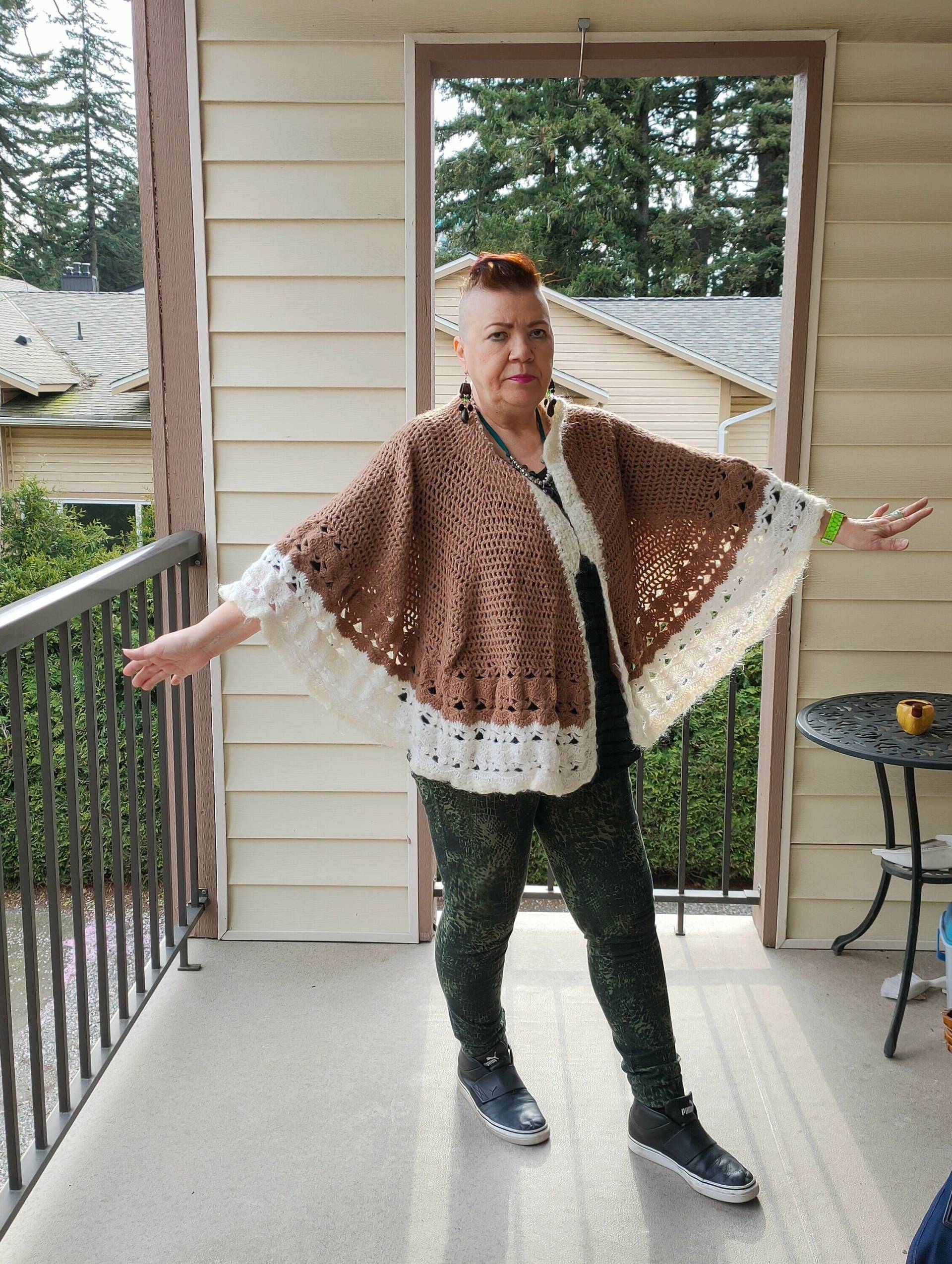 Plus Größe Häkeln Zweifarbige Strickjacke Schal Wrap Drapieren Shrug Plus Größe Häkeln Zweifarbige Strickjacke Schal Wrap Drapieren Shrug von MichasCrafz