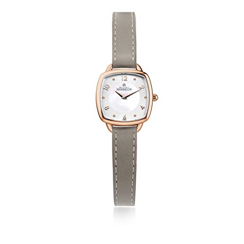 Michel Herbelin Damen Analog Quarz Uhr mit Leder Armband 17499/PR29GR von Michel Herbelin
