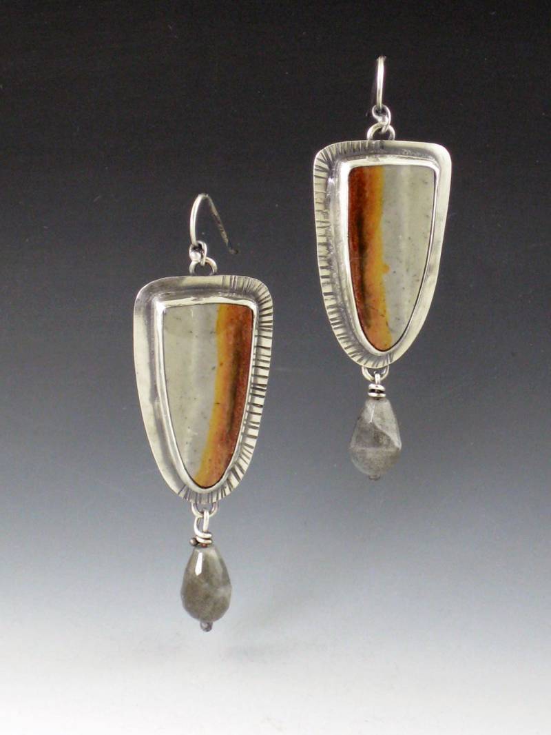 Polychrome Jaspis Ohrringe Sterling Silber Labradorit Michele Grady Royal Savannah Tropfen Statement Schmuck Ombre von MicheleGradyDesigns