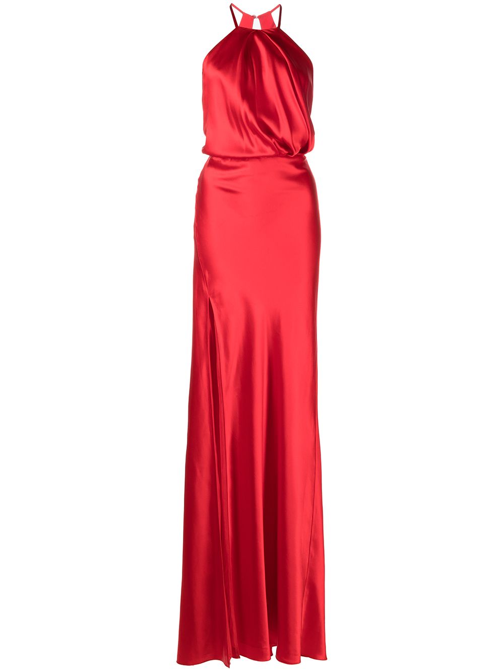 Michelle Mason Neckholder-Abendkleid mit Falten - Rot von Michelle Mason