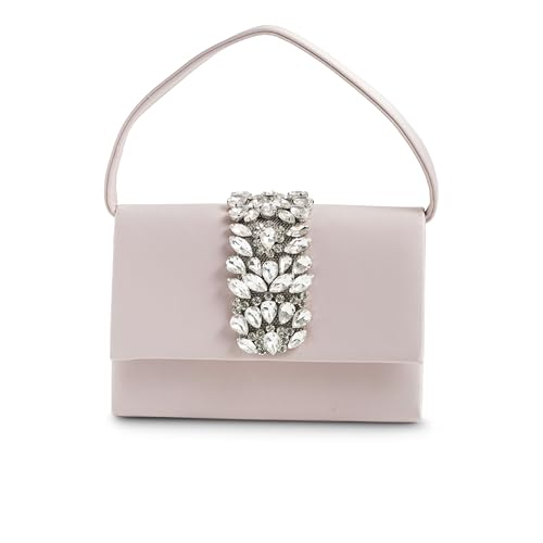 Michelle Moon Handtasche Damen Klein Elegant mit Glitzer | Abendtasche Apricot | Clutch Apricot für Hochzeit, Party und besondere Anlässe | Handtasche Damen Apricot mit abnehmbarer Schulterkette von MICHELLE MOON