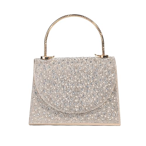 Michelle Moon Handtasche Damen Klein Elegant mit Glitzer | Abendtasche Gold | Clutch Gold für Hochzeit, Party und besondere Anlässe | Handtasche Gold Damen mit abnehmbarer Schulterkette von MICHELLE MOON