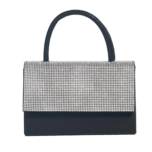 Michelle Moon Handtasche Damen Klein Elegant mit Glitzer | Abendtasche Schwarz | Clutch Schwarz für Hochzeit, Party und besondere Anlässe | Handtasche Damen Schwarz mit abnehmbarer Schulterkette von MICHELLE MOON