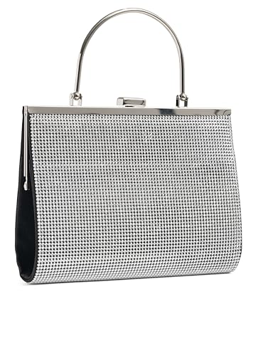 Michelle Moon Handtasche Damen Klein Elegant mit Glitzer | Abendtasche Schwarz | Clutch Schwarz für Hochzeit, Party und besondere Anlässe | Handtasche Damen Schwarz mit abnehmbarer Schulterkette von MICHELLE MOON