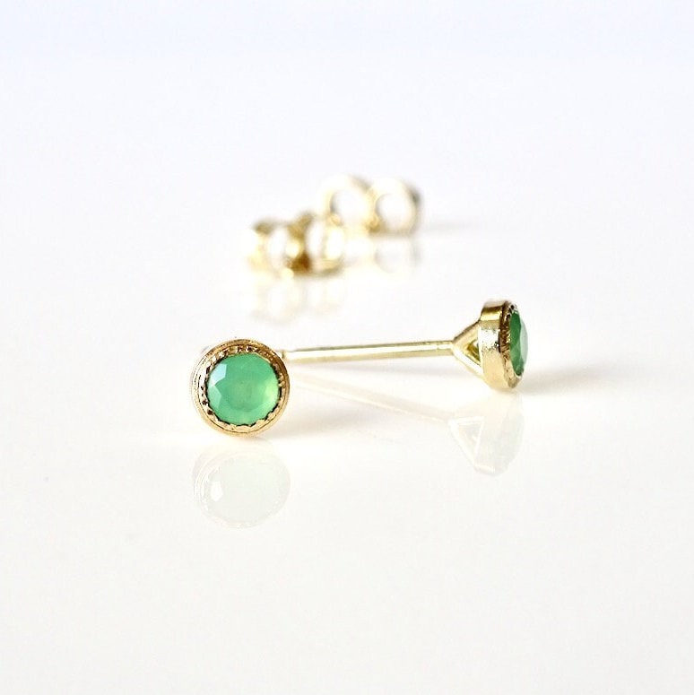 14K Gold Geburtsstein Ohrstecker 3 Mm Edelstein Beiträge von MichelleLenaeJewelry