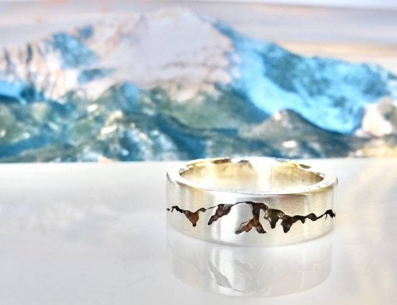 Pikes Peak Bergkette Inlay Ring Ehering Gipfel Berg von MichelleLenaeJewelry
