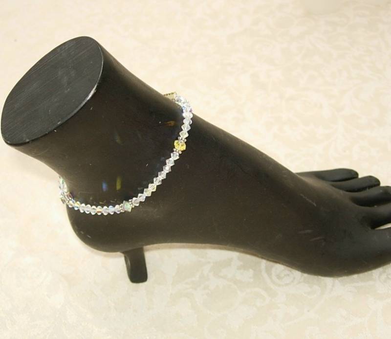 Swarovski Kristall Ab Sparkle Fußkettchen Mit Sterling Silber Akzente von MichelleMarieBoutiqu