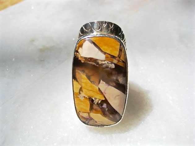 Breckzienjaspis Ring Sterling Silber Schlangenhaut Design Ooak Hand Gemustert Größe 8, 5 Breckzienjaspis Ring Sterling Silber Schlangenhaut Design Ooak Hand Gemustert Größe 8, 5 von MichelleWinstonJewel