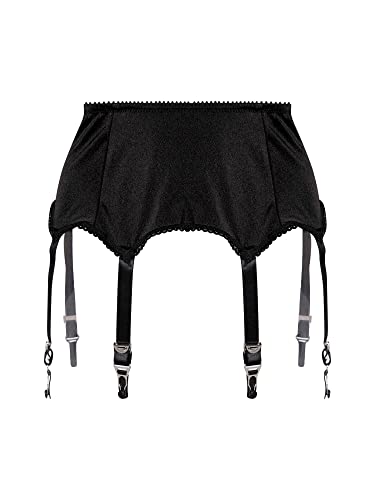 Michellecmm Damen Mesh Strumpfband Gürtel Hohe Taille Strapsgürtel mit sechs Metallclips für Damen Strümpfe Dessous, Schwarz, L von Michellecmm