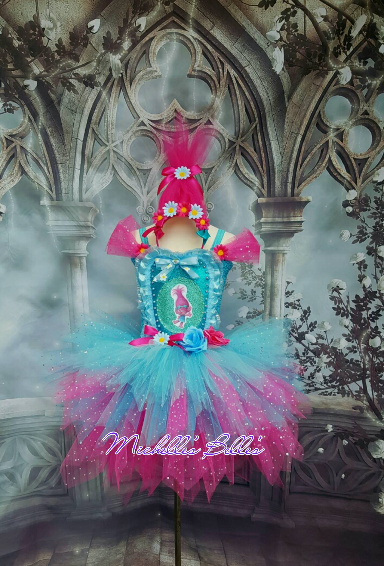 Handgemachtes Poppy Trolls Tutu Kleid Mit Haarband von MichellesBellesTutu