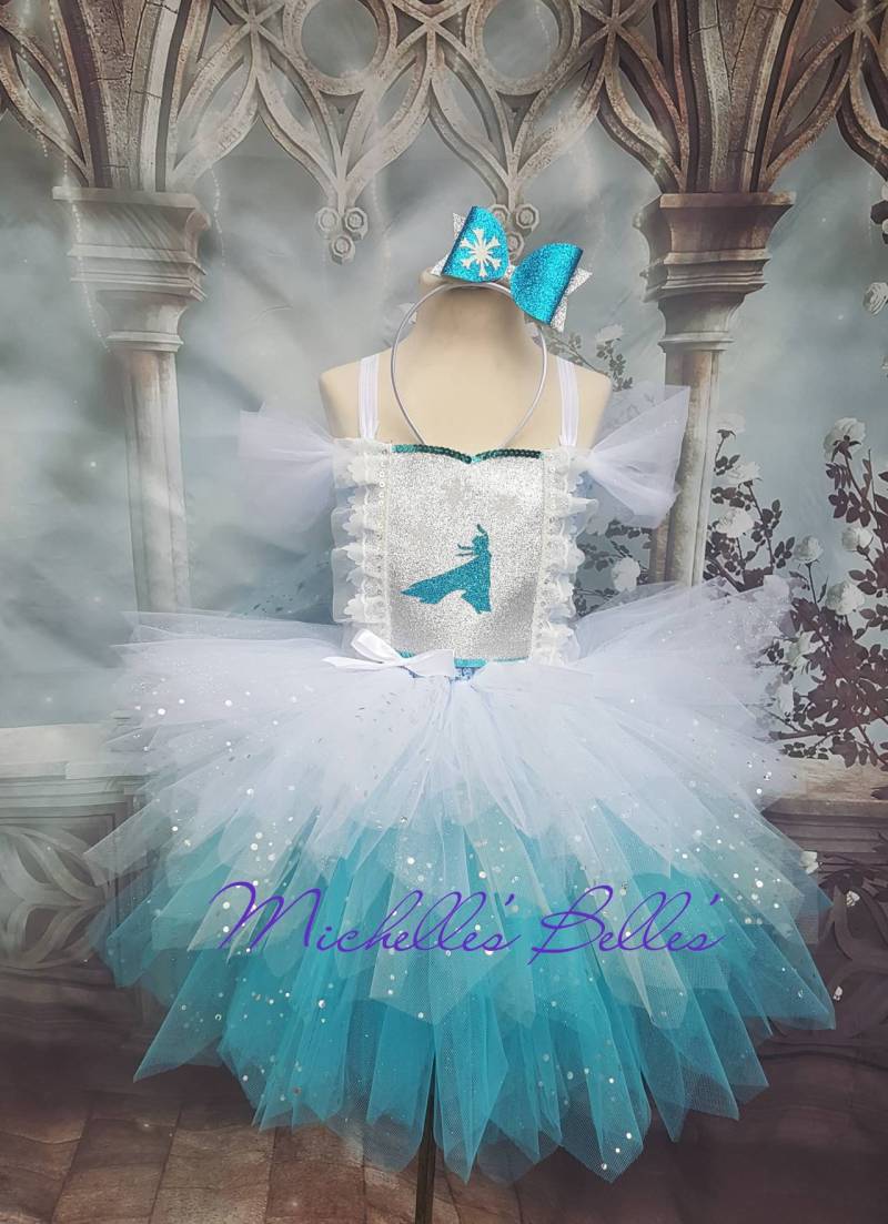 Elsa Frozen Style Tutu Kleid Mit Schneeflocke Stirnband von MichellesBellesTutu