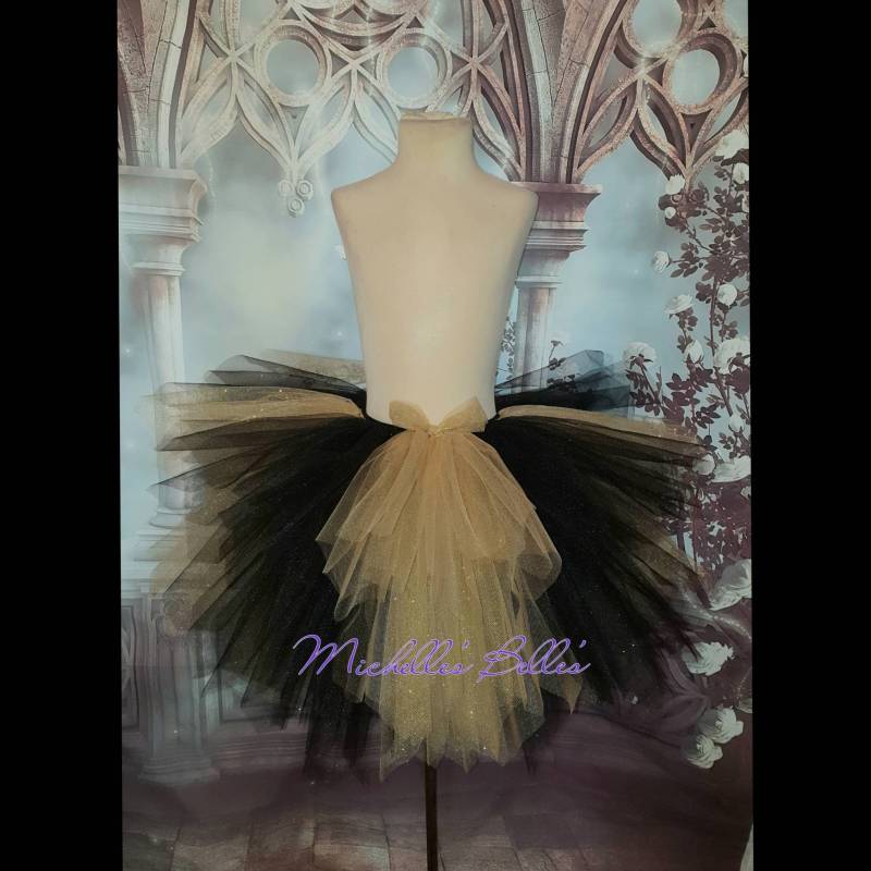 Schwarz Und Gold Glitzerndes Premium Zipfel-Tütü Mädchen Erwachsene Passende Tochter von MichellesBellesTutu