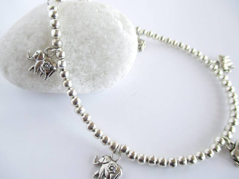 Silber Elefant Charm Fußkettchen Perlen Fußkettchen Für Frauen Silber Elefant Charm Fußkettchen Perlen Fußkettchen Für Frauen von Michelleshandcrafted
