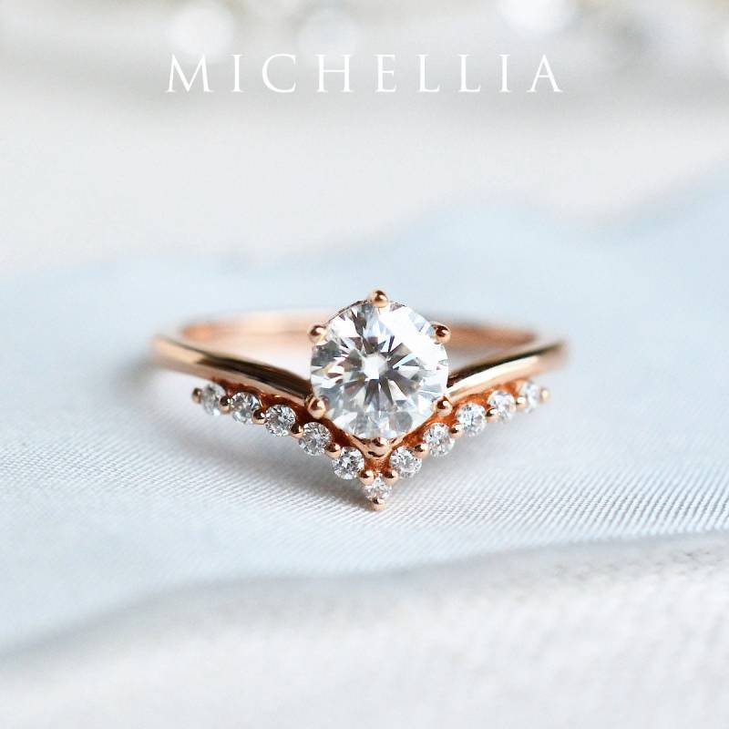 Diane Diamant-Verlobungsring, Für Immer Ein Moissanite Ring, Mondsichel-Verlobungsring, Sternengalaxie Inspirierte Hochzeit, Mond Meines Lebens von MichelliaFineJewelry