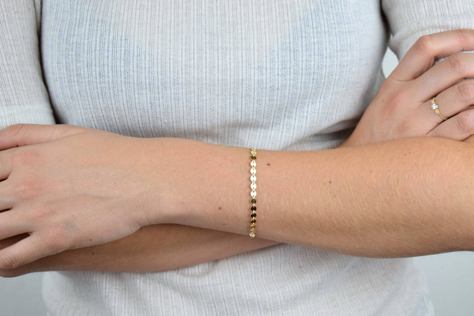 Einfache Scheibe Armband, Kette Armband | 14K Gold Gefüllt von MichenoJewelry
