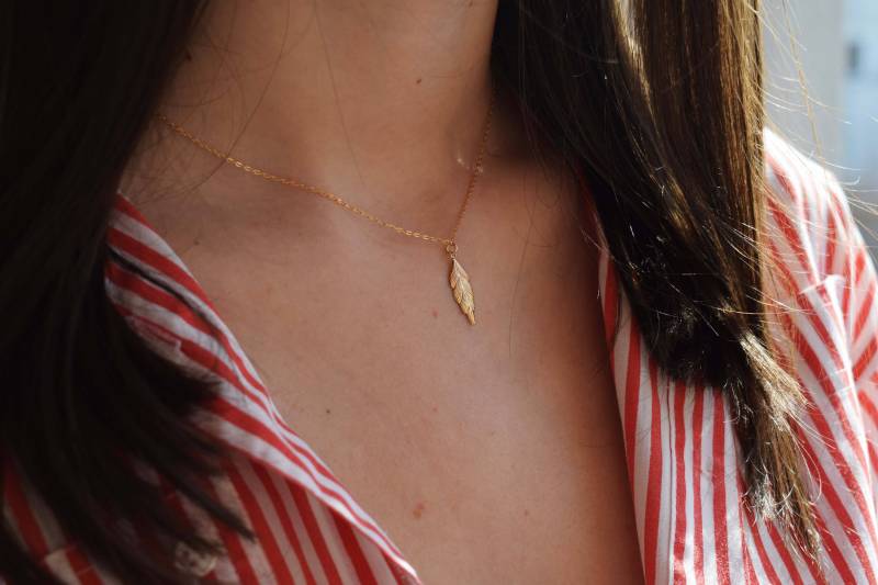 Gold Blatt Halskette, Feder Baum Halskette | 14K Gefüllt Gold Blatt Halskette, Feder Baum Halskette | 14K Gefüllt von MichenoJewelry