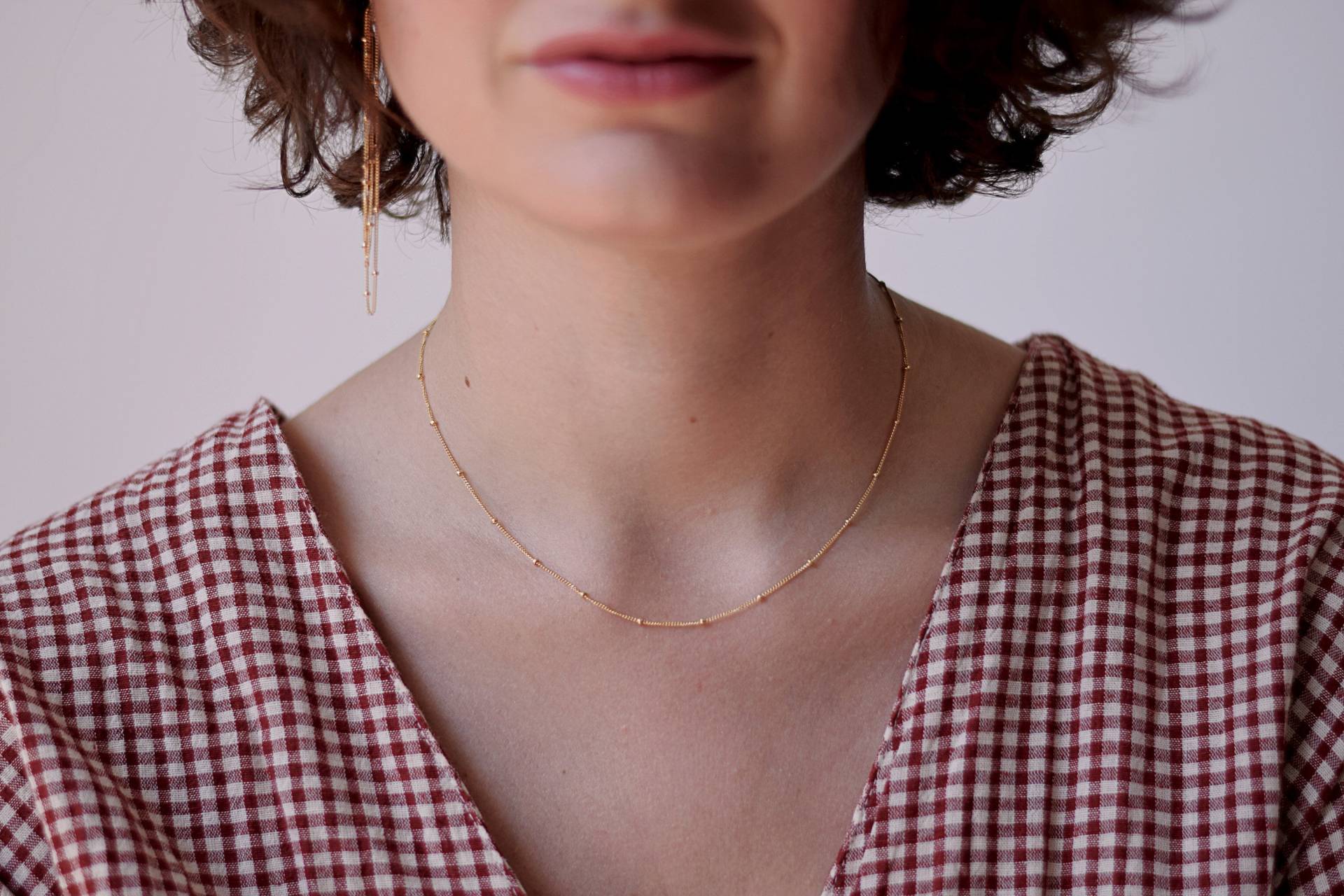 Gold Satellitenkette Halskette, Zarte Alltagskette Für Frauen, Schlichtes Geschenk Sie | 14K Filled von MichenoJewelry