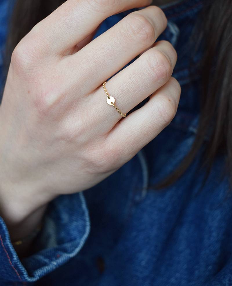 Goldkette Ring, Zierlicher Scheibenkette Dünner Ring Für Frauen, Schlichtes Zartes Band | 14K Gold Filled Goldkette Ring, Zierlicher Scheibenkette Dünner Ring Für Frauen, Schlichtes Zartes Band | 14K Gold Filled von MichenoJewelry