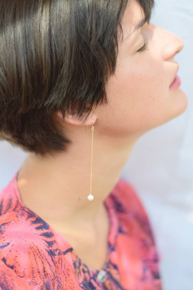 Perlentropfen Ohrringe, Zarte Perlen Baumeln, Zierliche Lange Ohrringe | 14K Gold Filled Perlentropfen Ohrringe, Zarte Perlen Baumeln, Zierliche Lange Ohrringe | 14K Gold Filled von MichenoJewelry