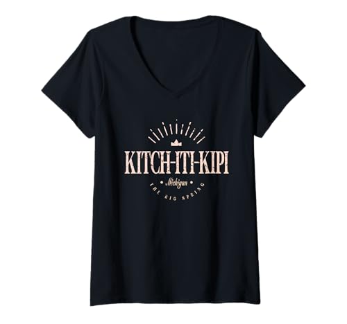 Damen Kitch-Iti-Kipi Michigan Modern - Kitch Iti Kipi MI T-Shirt mit V-Ausschnitt Damen Kitch-Iti-Kipi Michigan Modern - Kitch Iti Kipi MI T-Shirt mit V-Ausschnitt von Michigan Contemporary Designs
