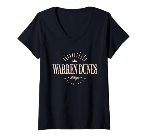 Damen Warren Dunes Michigan Modern – Warren Dunes MI T-Shirt mit V-Ausschnitt Damen Warren Dunes Michigan Modern – Warren Dunes MI T-Shirt mit V-Ausschnitt von Michigan Contemporary Designs