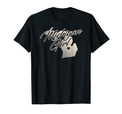Michigan T-Shirt für Damen Vintage State Outline T-Shirt Michigan T-Shirt für Damen Vintage State Outline T-Shirt von Michigan Pride Emporium