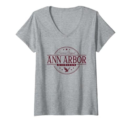 Damen Ann Arbor Michigan – Ann Arbor MI Label T-Shirt mit V-Ausschnitt Damen Ann Arbor Michigan – Ann Arbor MI Label T-Shirt mit V-Ausschnitt von Michigan Souvenir Cos.