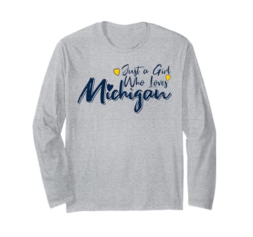 Cute Just A Girl Who Loves Michigan, Women's Girls Fun Langarmshirt Cute Just A Girl Who Loves Michigan, Women's Girls Fun Langarmshirt von Michigan Women's and Girls Apparel